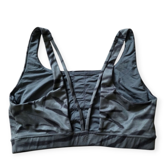 Athleta Exhale Sports Bra, Anthracite Grey Zebra, Size Small - Picture 3 of 5